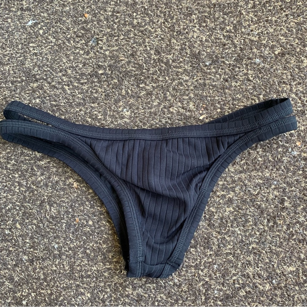 Seafolly Australia Black Ribbed Bikini Bottom Swimsuit 6